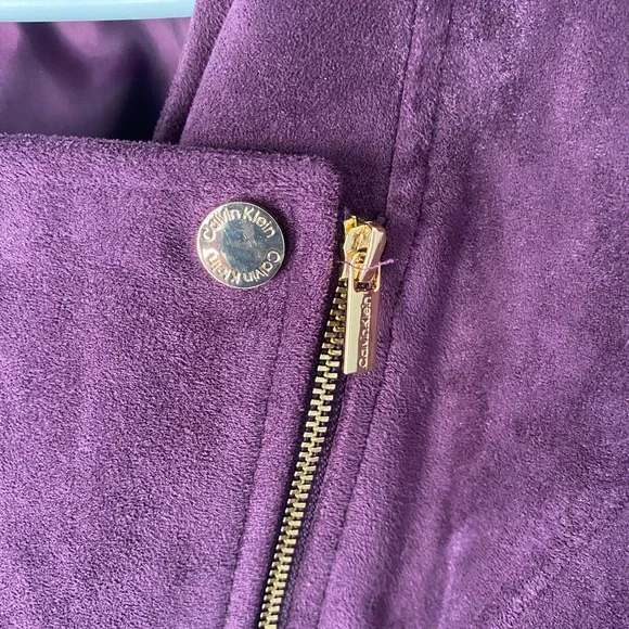 Calvin Klein Women's vegan Suede Plum Leather Jacket - Picture 5 of 7